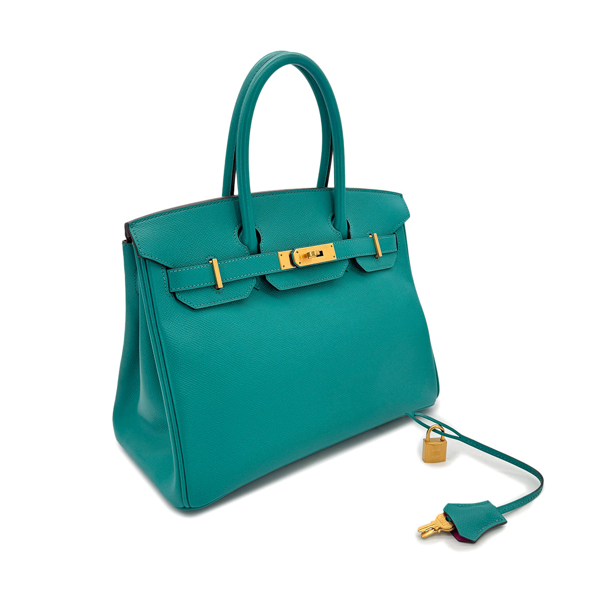 HERMES BIRKIN 30 VERSO BLUE PAON ROSE TYRIEN VEAU EPSOM HAND BAG □Q SPO GHW 90295408
