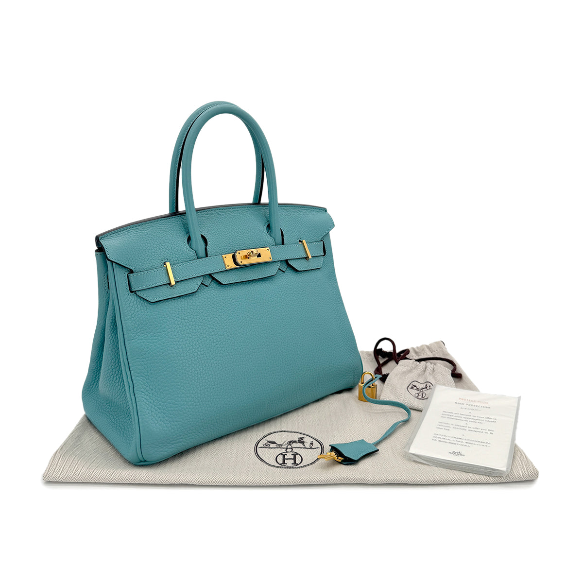 HERMES BIRKIN 30 BLEU SAINT CYR TAURILLON CLEMENCE HAND BAG T GHW 90295410