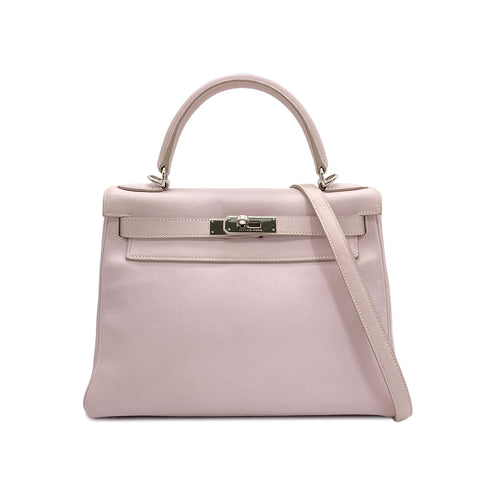 HERMES KELLY 28 RETOURNE ROSE DRAGEE VEAU SWIFT HAND SHOULDER BAG □K SHW 90295733 - PURPOSE