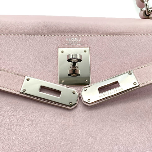 HERMES KELLY 28 RETOURNE ROSE DRAGEE VEAU SWIFT HAND SHOULDER BAG □K SHW 90295733 - PURPOSE