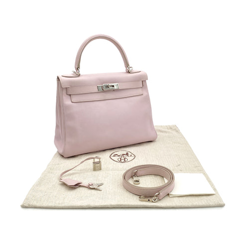 HERMES KELLY 28 RETOURNE ROSE DRAGEE VEAU SWIFT HAND SHOULDER BAG □K SHW 90295733 - PURPOSE