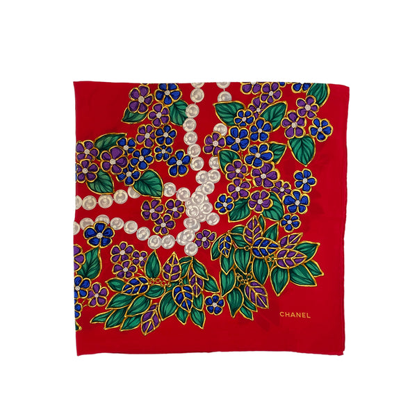 CHANEL VINTAGE FLOWER PATTERN SCARF MULTICOLOR SILK 90295734 - PURPOSE