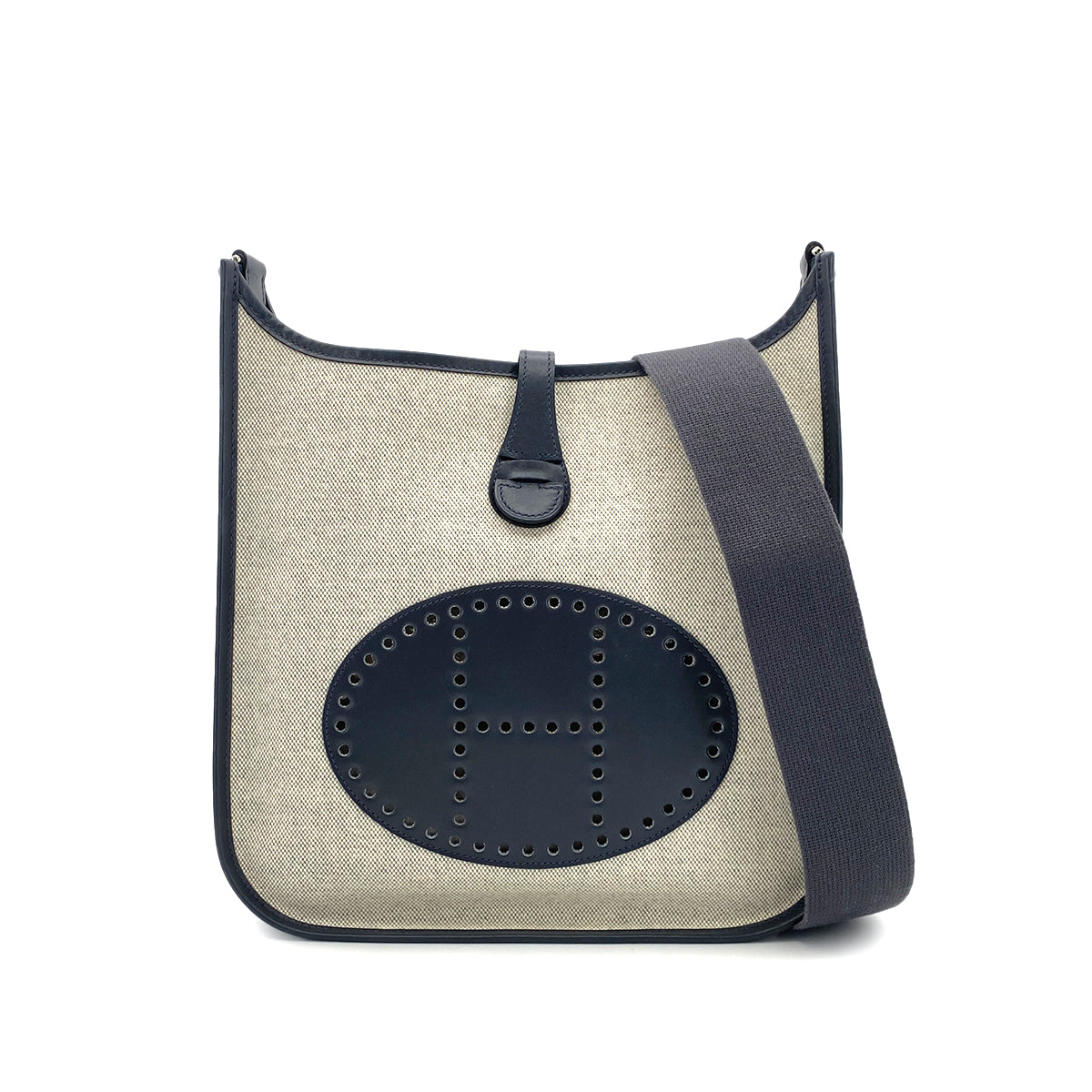HERMES EVELYNE PM GRAPHITE BOXCALF TOILE H SHOULDER BAG □K 90295735