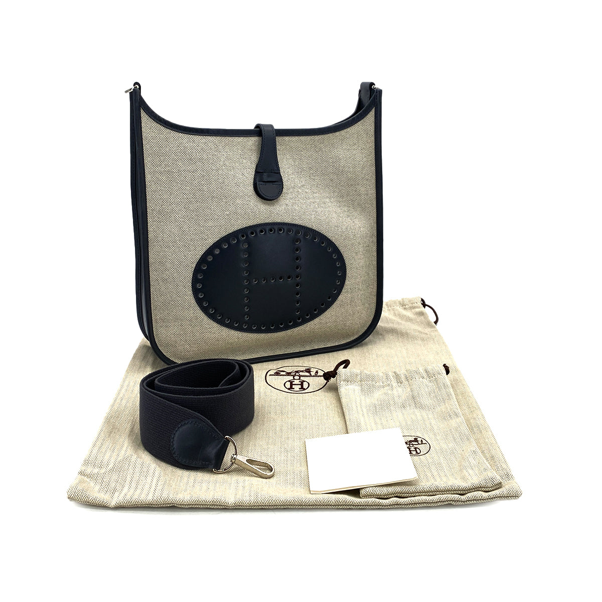 HERMES EVELYNE PM GRAPHITE BOXCALF TOILE H SHOULDER BAG □K 90295735