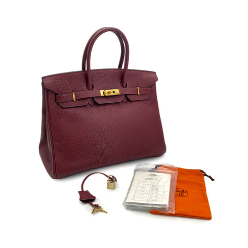 HERMES BIRKIN 35 ROUGE H TOGO HAND BAG □H GHW 90295737 - PURPOSE