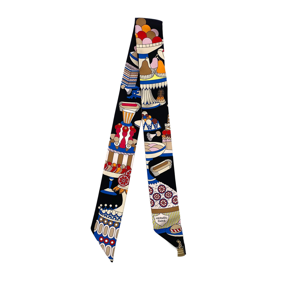 HERMES TWILLY CHARMS 20TH ANNIVERSARY SPECIAL EDITION LA PATISSERIE FRANCAISE 2023 SCARF MULTICOLOR SILK 90295739