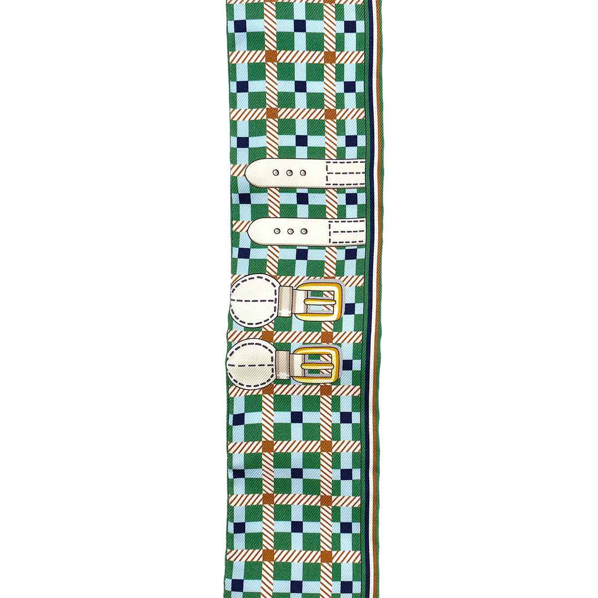 HERMES TWILLY LES VOITURES NOUVELLES SCARF GREEN SILK 90295743