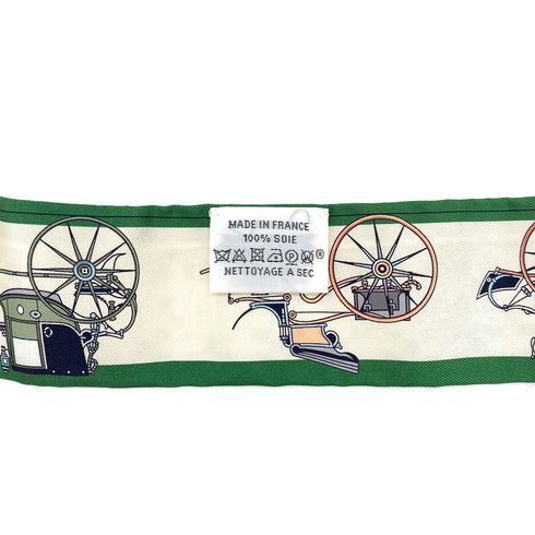 HERMES TWILLY LES VOITURES NOUVELLES SCARF GREEN SILK 90295743 - PURPOSE