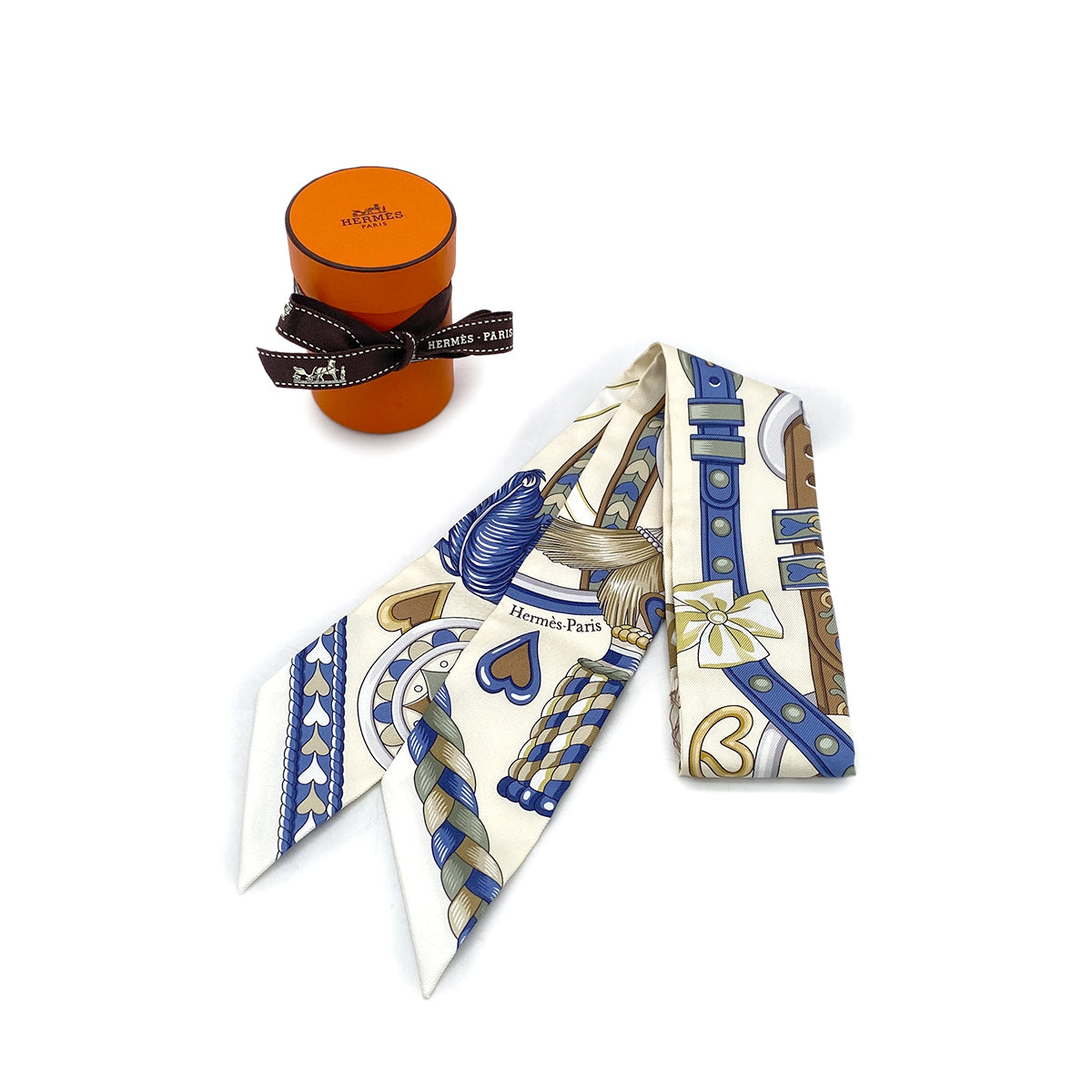 HERMES TWILLY HARNAIS DE COEUR SCARF MULTICOLOR SILK 90295745