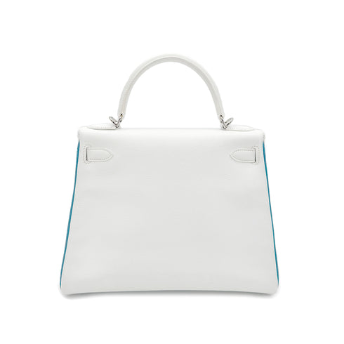 HERMES KELLY 28 RETOURNE WHITE BLEU JEAN VEAU EPSOM HAND SHOULDER BAG □I SHW 90295747 - PURPOSE