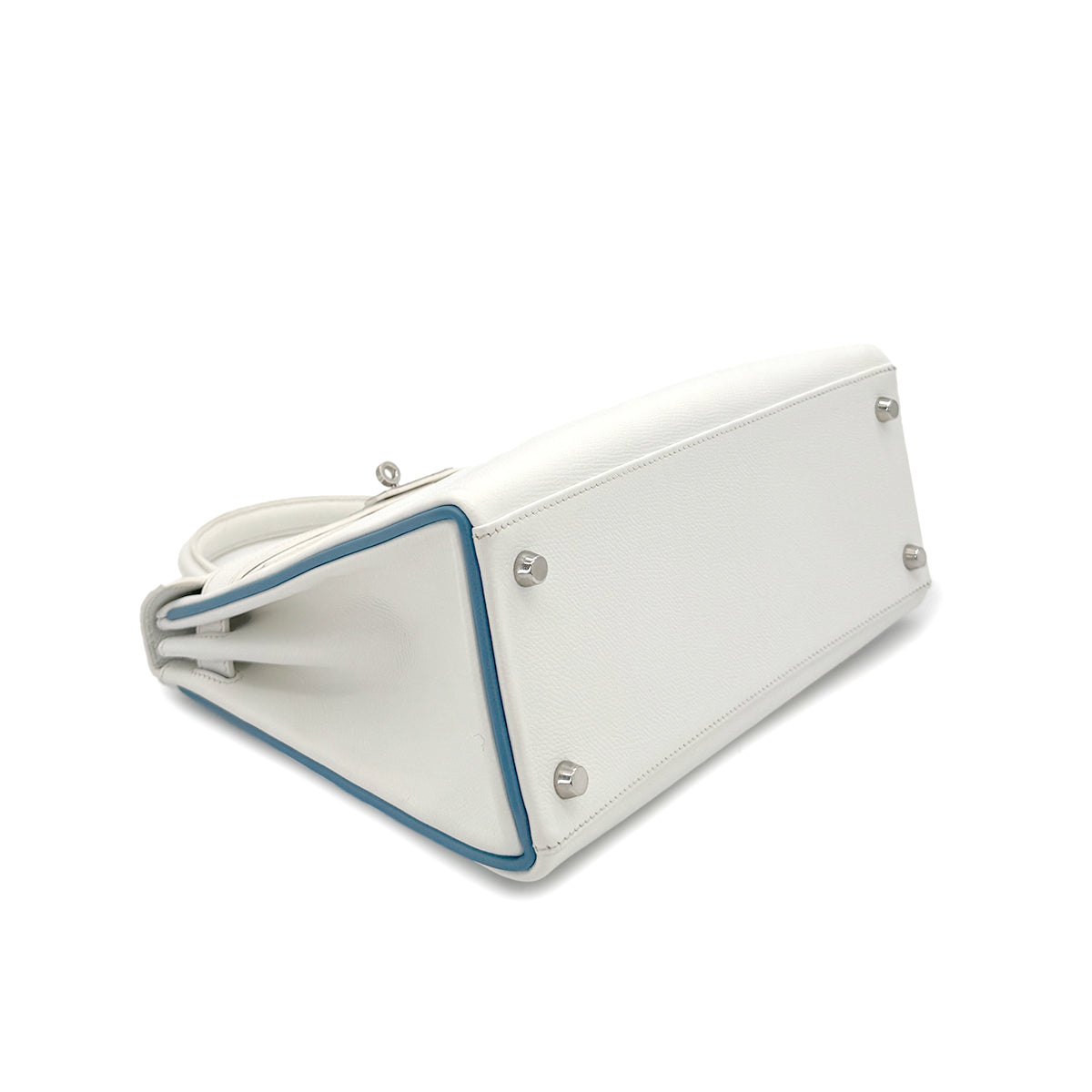 HERMES KELLY 28 RETOURNE WHITE BLEU JEAN VEAU EPSOM HAND SHOULDER BAG □I SHW 90295747