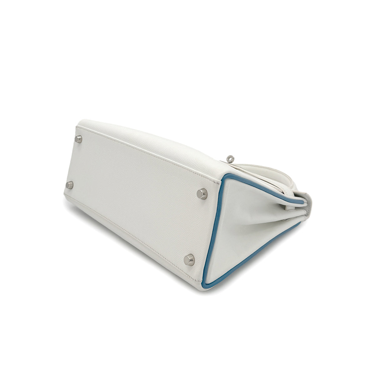 HERMES KELLY 28 RETOURNE WHITE BLEU JEAN VEAU EPSOM HAND SHOULDER BAG □I SHW 90295747