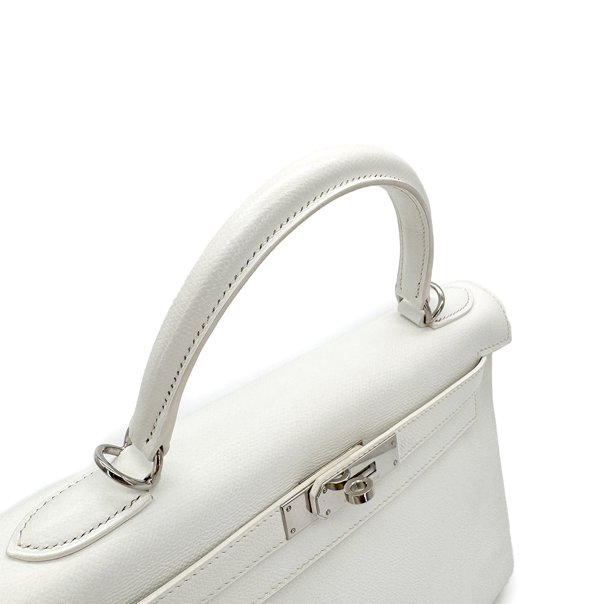 HERMES KELLY 28 RETOURNE WHITE BLEU JEAN VEAU EPSOM HAND SHOULDER BAG □I SHW 90295747