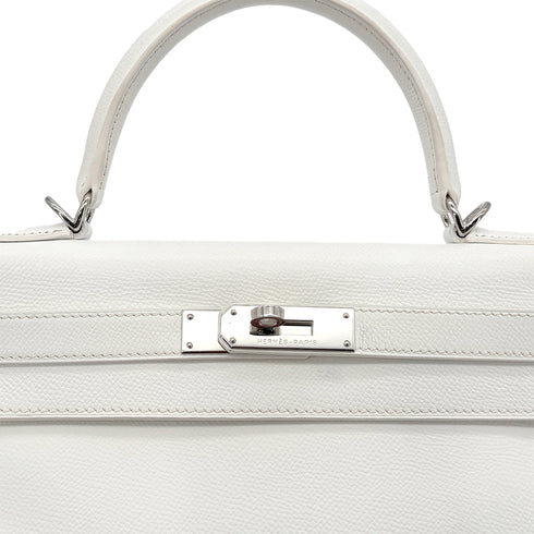 HERMES KELLY 28 RETOURNE WHITE BLEU JEAN VEAU EPSOM HAND SHOULDER BAG □I SHW 90295747 - PURPOSE