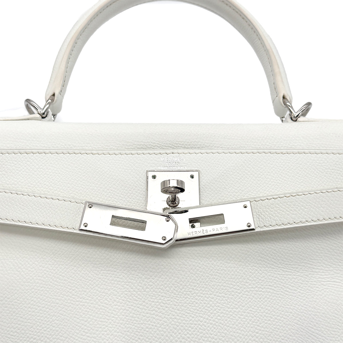 HERMES KELLY 28 RETOURNE WHITE BLEU JEAN VEAU EPSOM HAND SHOULDER BAG □I SHW 90295747