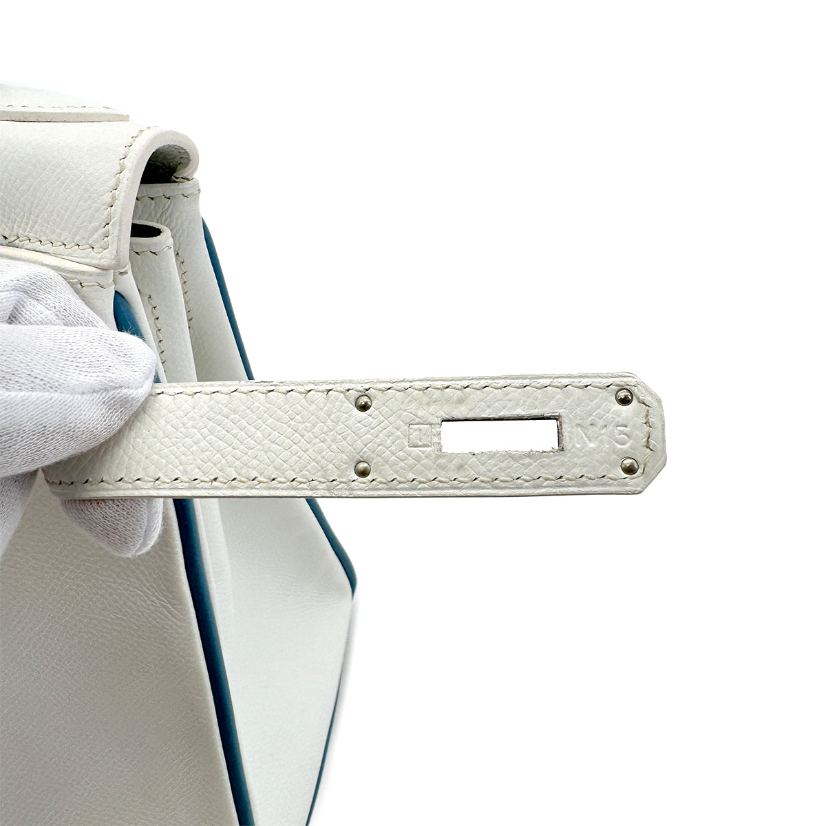 HERMES KELLY 28 RETOURNE WHITE BLEU JEAN VEAU EPSOM HAND SHOULDER BAG □I SHW 90295747