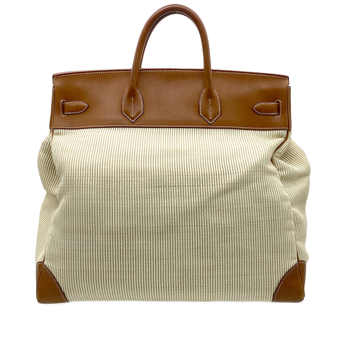 HERMES HAUT A COURROIES 45 FAUVE VEAU BARENIA CRINOLINE HAND BAG □B 90295749