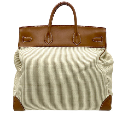 HERMES HAUT A COURROIES 45 FAUVE VEAU BARENIA CRINOLINE HAND BAG □B 90295749 - PURPOSE