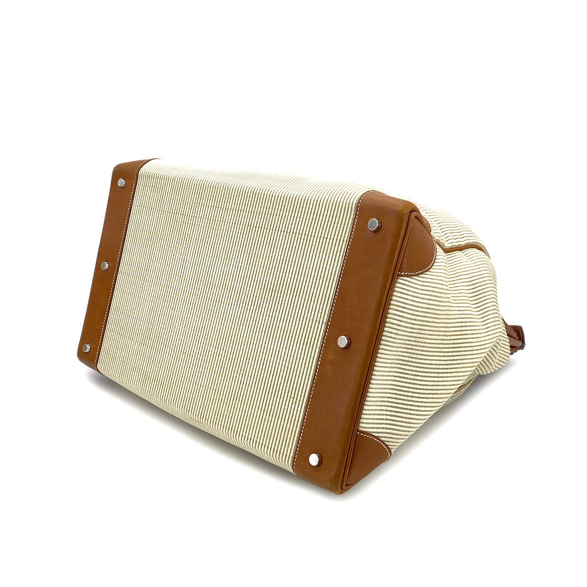 HERMES HAUT A COURROIES 45 FAUVE VEAU BARENIA CRINOLINE HAND BAG □B 90295749