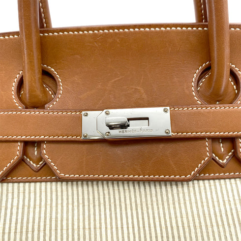 HERMES HAUT A COURROIES 45 FAUVE VEAU BARENIA CRINOLINE HAND BAG □B 90295749 - PURPOSE