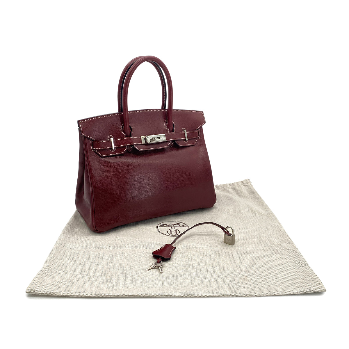HERMES BIRKIN 30 ROUGE H LISSE HAND BAG □E SHW 90295751
