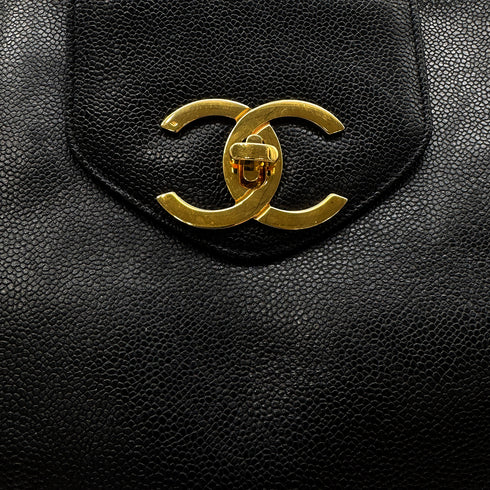 CHANEL VINTAGE SUPER MODEL BIG COCO CHAIN TOTE BAG BLACK CAVIAR SKIN 90295754 - PURPOSE