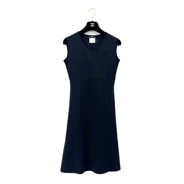 CHANEL VINTAGE COCOMARK SLEEVELESS DRESS BLACK NYLON 40 96C RTW 90295761
