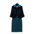 CHANEL JACKET SKIRT SET LOGO BUTTON BLUE BLACK WOOL 38 07A RTW 90295763