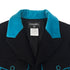 CHANEL JACKET SKIRT SET LOGO BUTTON BLUE BLACK WOOL 38 07A RTW 90295763