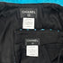 CHANEL JACKET SKIRT SET LOGO BUTTON BLUE BLACK WOOL 38 07A RTW 90295763