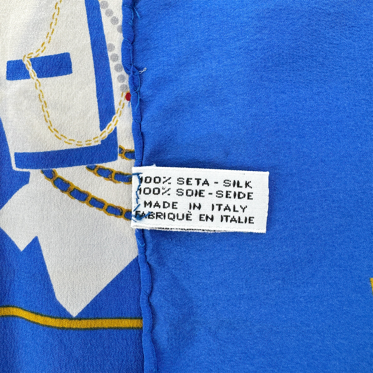 CHANEL VINTAGE SCARF MADEMOISELLE MATELASSE BLUE SILK 90295817