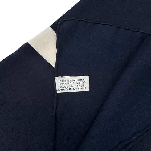 CHANEL VINTAGE SCARF LOGO RIBBON NAVY WHITE SILK 90295818 - PURPOSE