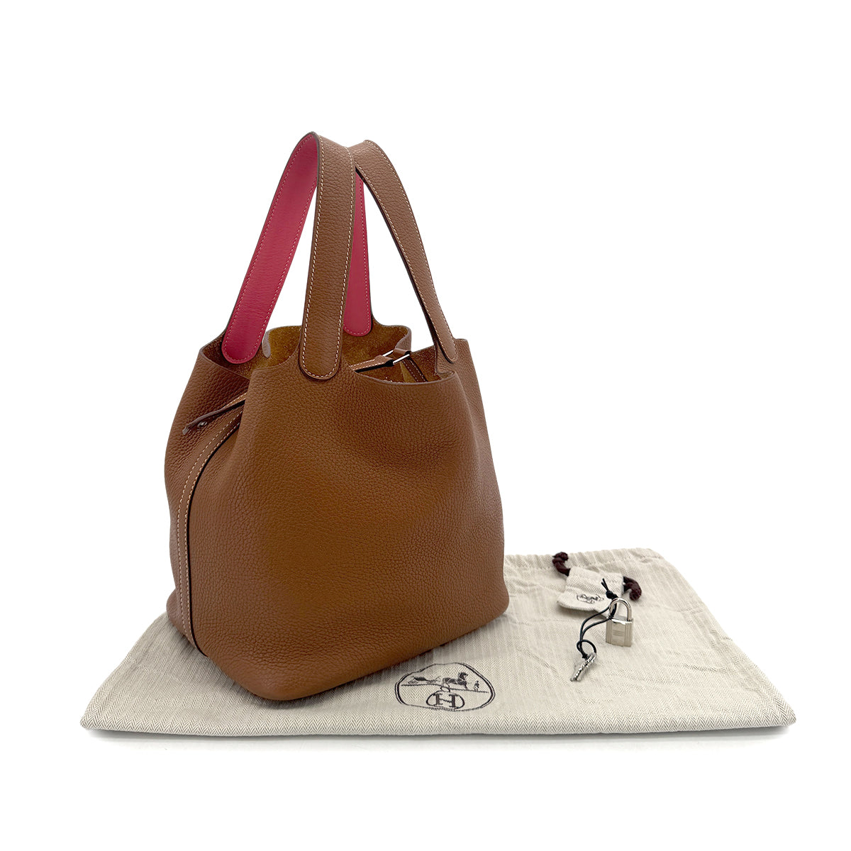 HERMES PICOTIN LOCK MM ECLAT GOLD ROSE AZALEE TAURILLON CLEMENCE HAND BAG C SHW 90295825