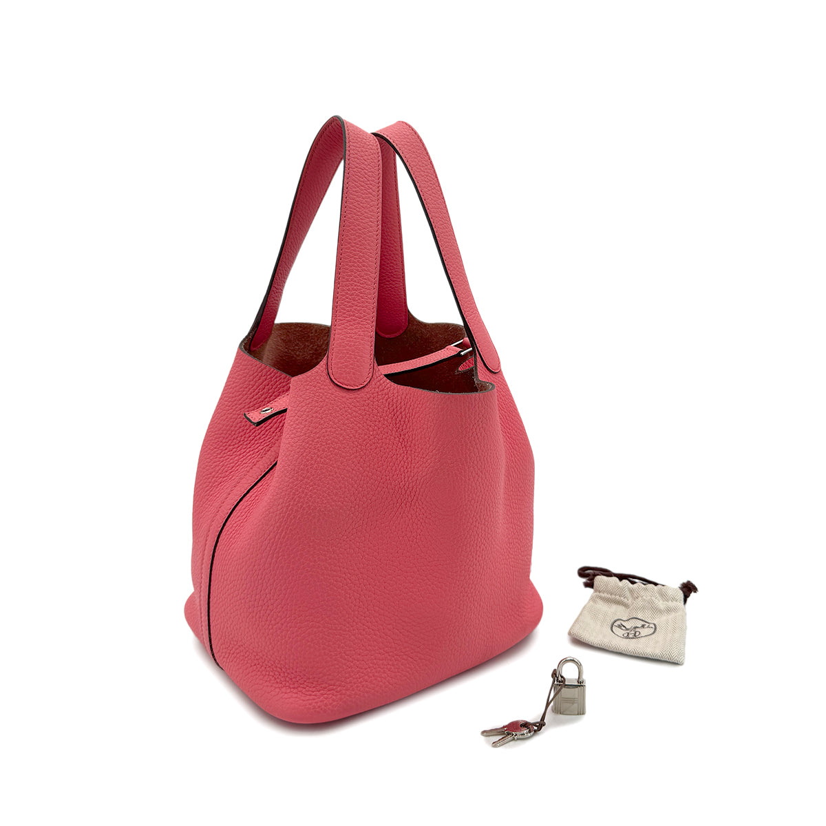 HERMES PICOTIN LOCK MM ROSE AZALEE TAURILLON CLEMENCE HAND BAG Y SHW 90295828