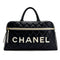 CHANEL VINTAGE MATELASSE LOGO BOSTON HAND BAG BLACK WHITE LEATHER 90295830 - PURPOSE