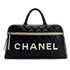 CHANEL VINTAGE MATELASSE LOGO BOSTON HAND BAG BLACK WHITE LEATHER 90295830 - PURPOSE