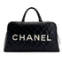 CHANEL VINTAGE MATELASSE LOGO BOSTON HAND BAG BLACK WHITE LEATHER 90295830 - PURPOSE