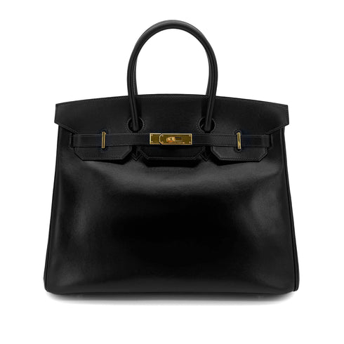HERMES BIRKIN 35 BLACK BOXCALF HAND BAG □F GHW 90295831 - PURPOSE