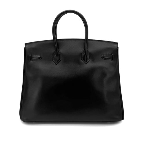 HERMES BIRKIN 35 BLACK BOXCALF HAND BAG □F GHW 90295831 - PURPOSE