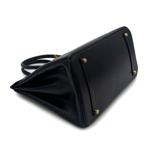 HERMES BIRKIN 35 BLACK BOXCALF HAND BAG □F GHW 90295831 - PURPOSE