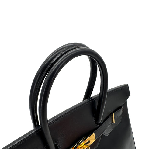 HERMES BIRKIN 35 BLACK BOXCALF HAND BAG □F GHW 90295831 - PURPOSE