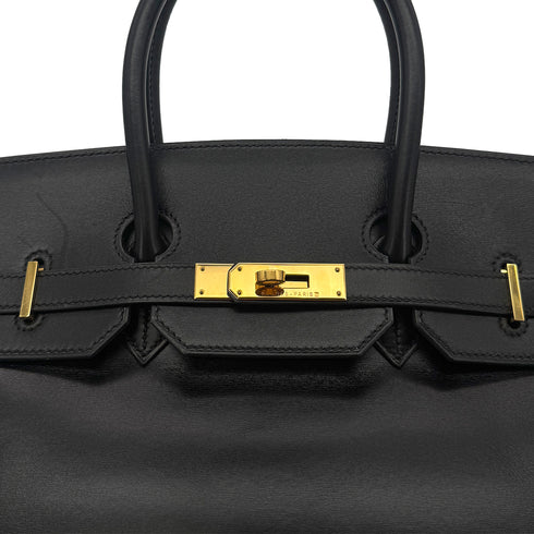 HERMES BIRKIN 35 BLACK BOXCALF HAND BAG □F GHW 90295831 - PURPOSE
