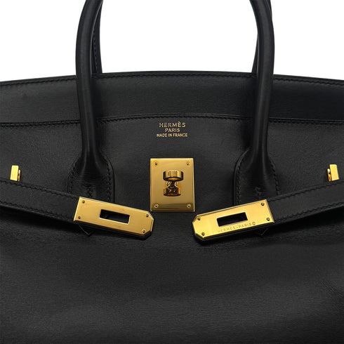 HERMES BIRKIN 35 BLACK BOXCALF HAND BAG □F GHW 90295831 - PURPOSE