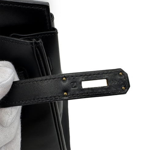 HERMES BIRKIN 35 BLACK BOXCALF HAND BAG □F GHW 90295831 - PURPOSE