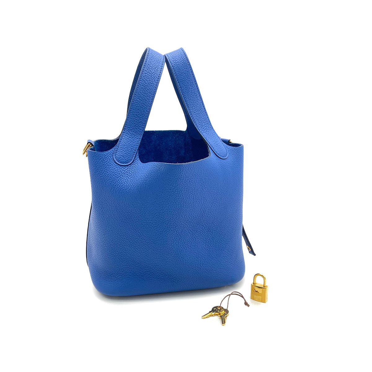 HERMES PICOTIN LOCK PM BLUE FRANCE TAURILLON MAURICE HAND BAG Z GHW 90295832