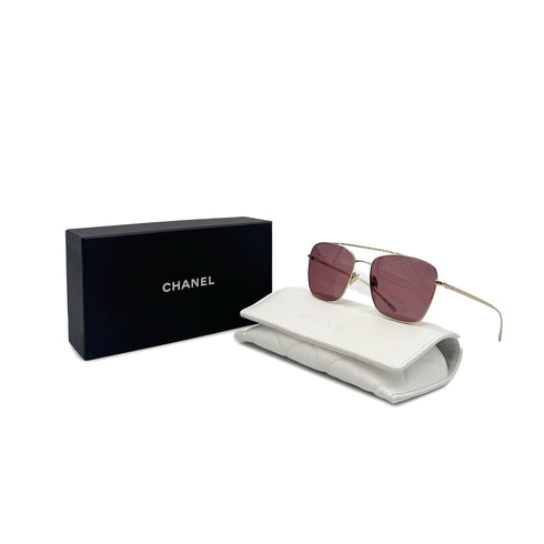 CHANEL SUNGLASSES COCOMARK TEARDROP PURPLE GOLD EYEWEAR 90295838