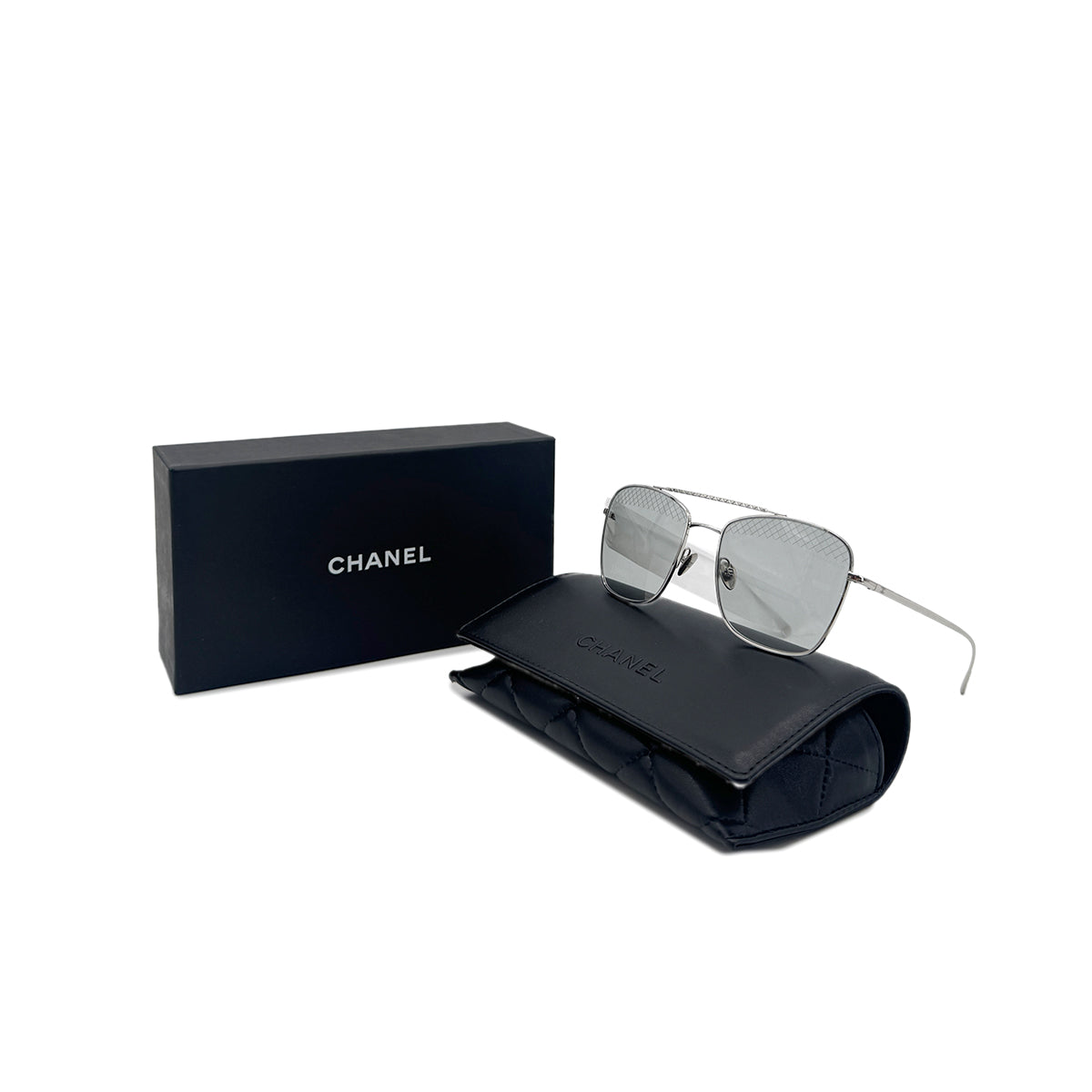 CHANEL SUNGLASSES COCOMARK TEARDROP GRAY SILVER EYEWEAR 90295839