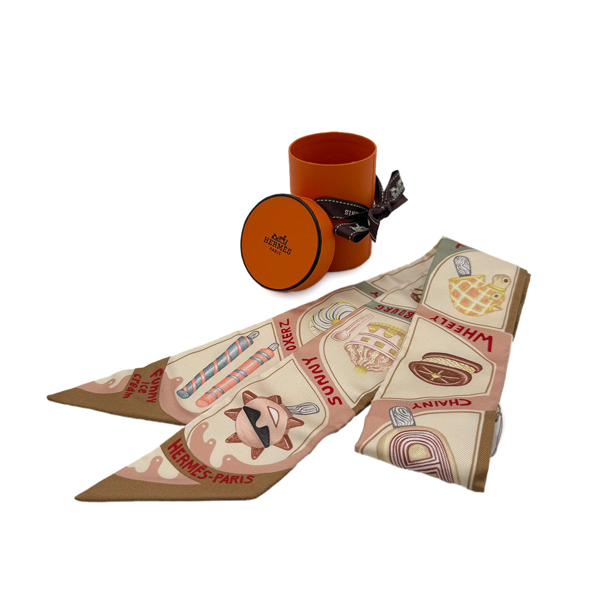 HERMES TWILLY FUNNY ICE CREAM SCARF MULTICOLOR SILK 90295841