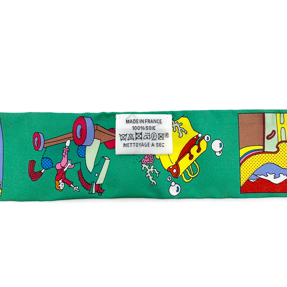 HERMES TWILLY A VOS CRAYONS ET CARRE LIBRE SCARF GREEN SILK 90295844
