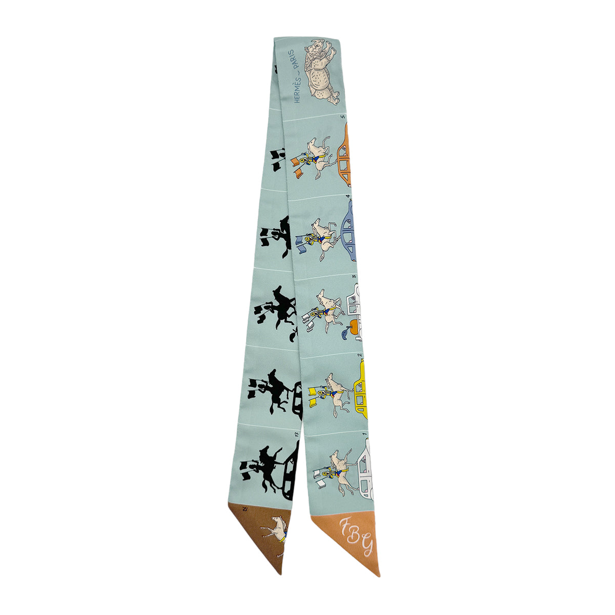 HERMES TWILLY HERMES PARADE SCARF GREEN SILK 90295845